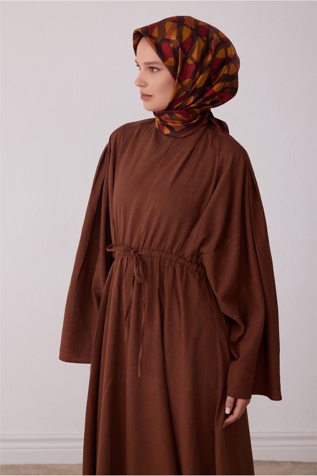 Tivil Silk Scarf Brown 4420 52 Geometric Pattern