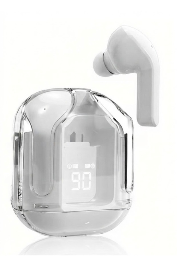 Transparent Wireless Earbuds with Digital Display – Clear Case Bluetooth Earphones and Charging Dock