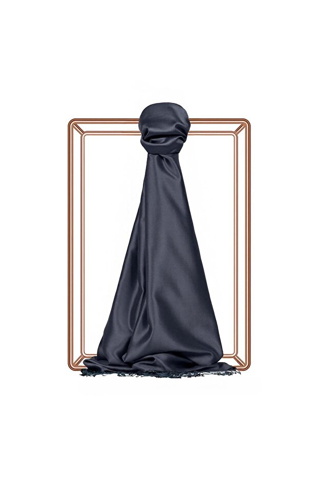 Double-Sided Solid Color Silk Shawl 927-Navy Blue Smoked