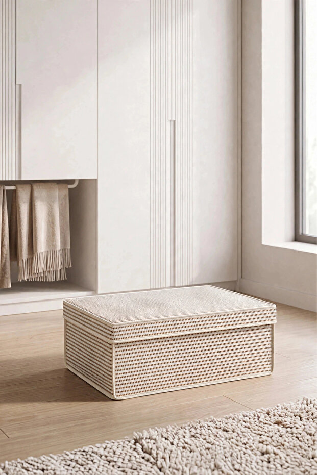 Under Bed and Inside Cabinet Storage Box Foldable Organizer Box with Lid 50X40X19 cm