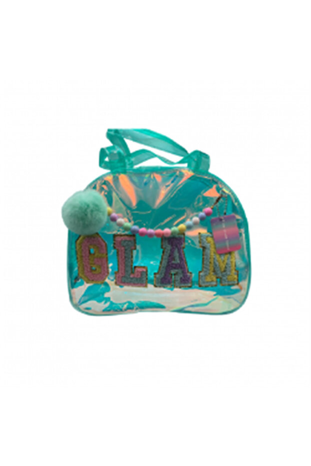 Transparent Turquoise Glam Embroidered Hand Beach Bag Cn0022
