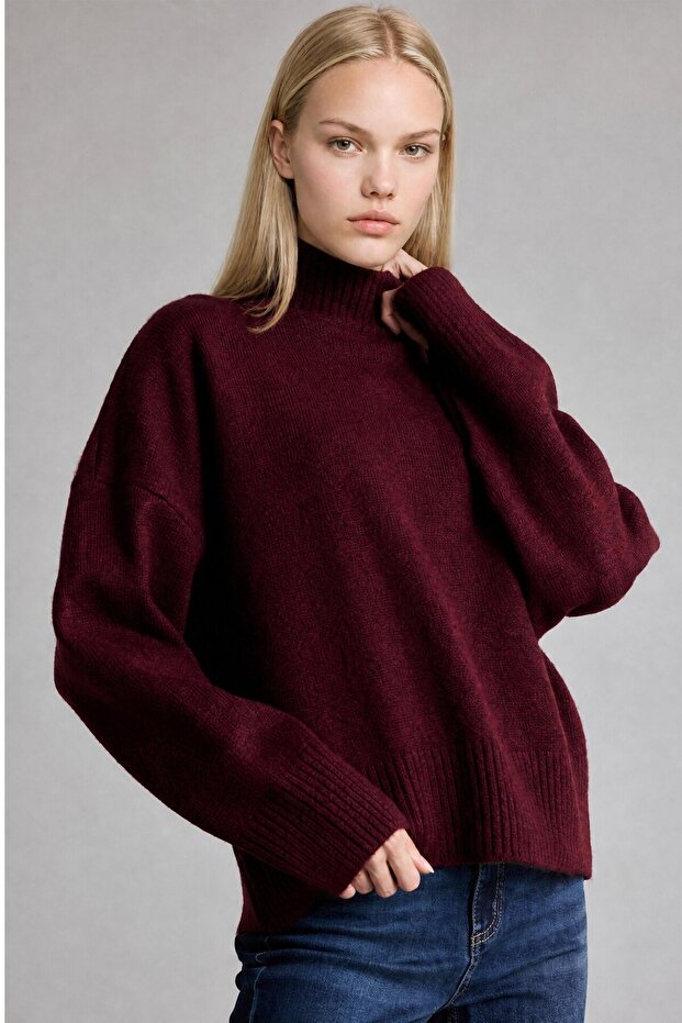Relax Fit Half Turtleneck Basic Knitwear Sweater F5331Ax26Wn