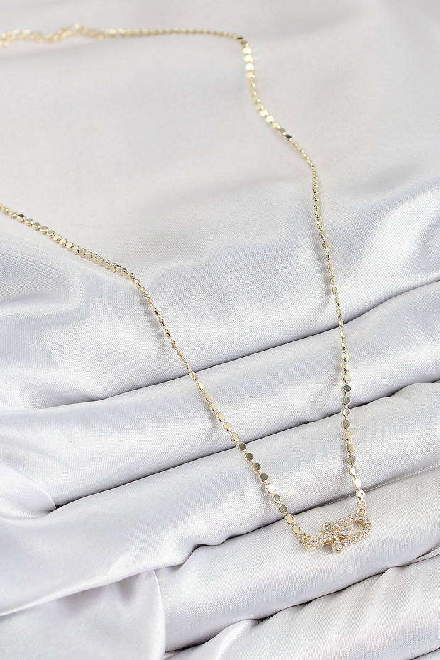 Tifany Crushed Chain Necklace with Golden Brass Zircon for Elegant Woman