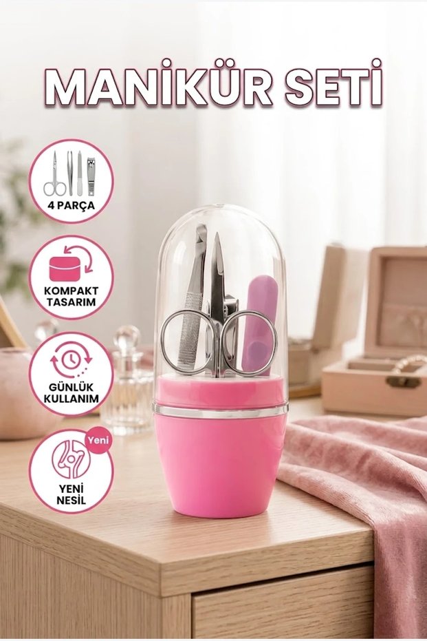 Pink Capsule 4-Piece Manicure Pedicure Nail Care Set