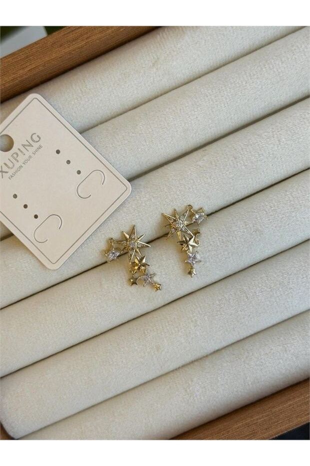 Glb-Stl41414 North Star Earrings - Gold