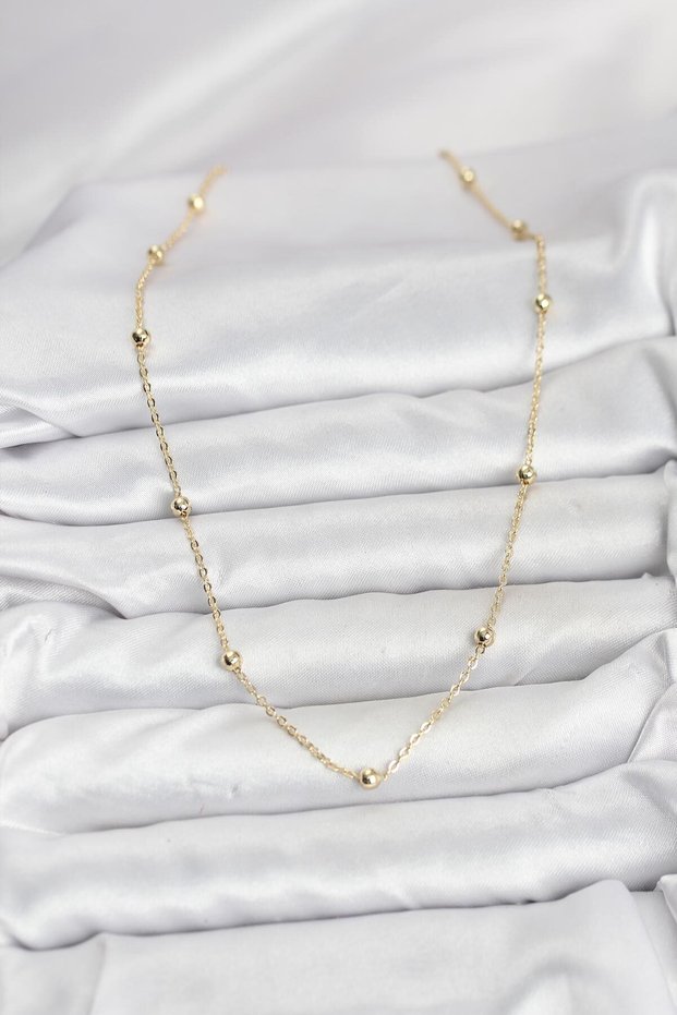 Women's Necklace with Golden Brass Ball Chain for Elegant Necks