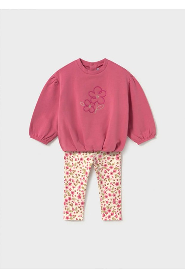 Winter Season Baby Girl 2-Piece Sweat Leggings Set - Pink