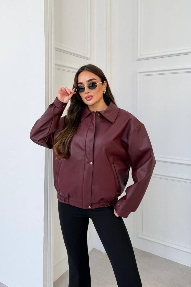 Zr Model Oversize Leather Jacket