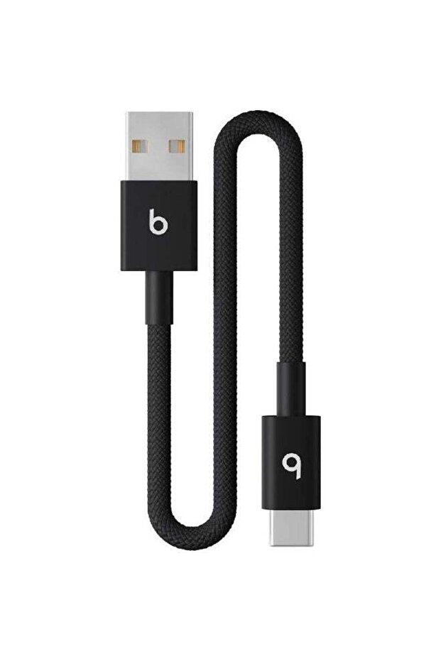 كابل USB-A إلى USB-C منسوج للشحن والمزامنة بطول 20 سم باللون الأسود