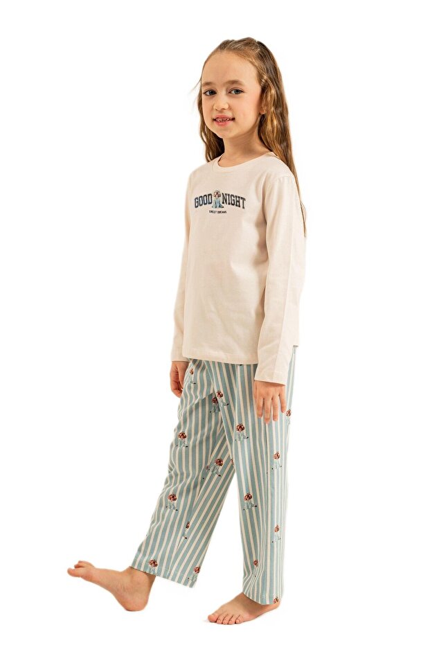 Girl's Cream Pajama Set Ar3734-3