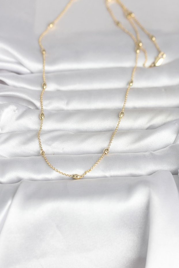 60cm Golden Brass Drop Ball Chain Women's Necklace for Elegant Necks