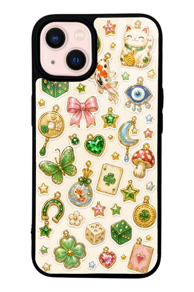 iPhone 13 Glossy Phone Case with Lucky Star Charms Design