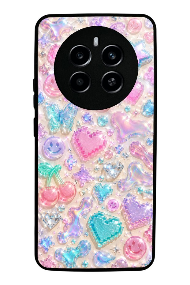 Realme 12 Pro Plus Y2K Glossy Phone Case with Jelly Charms Design