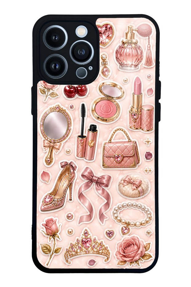iPhone 13 Pro Max Rose Gold Glam Design Glossy Phone Case