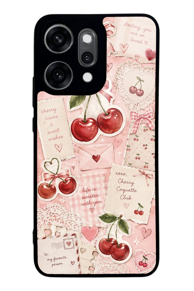 Oppo Reno 14 Pro Cherry Love Letters Design Glossy Phone Case