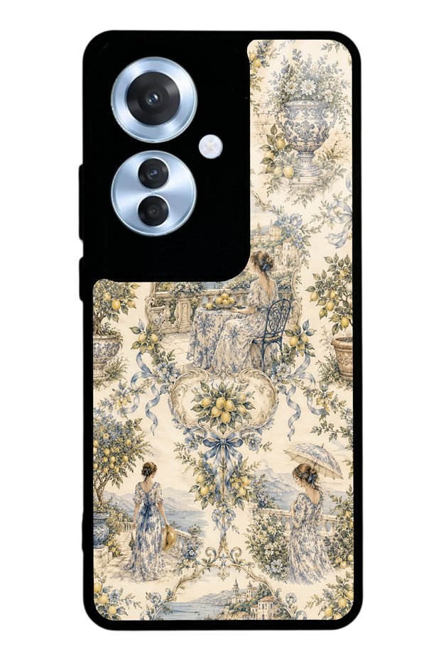 Oppo Reno 11F Glossy Phone Case with Positano Toile Design
