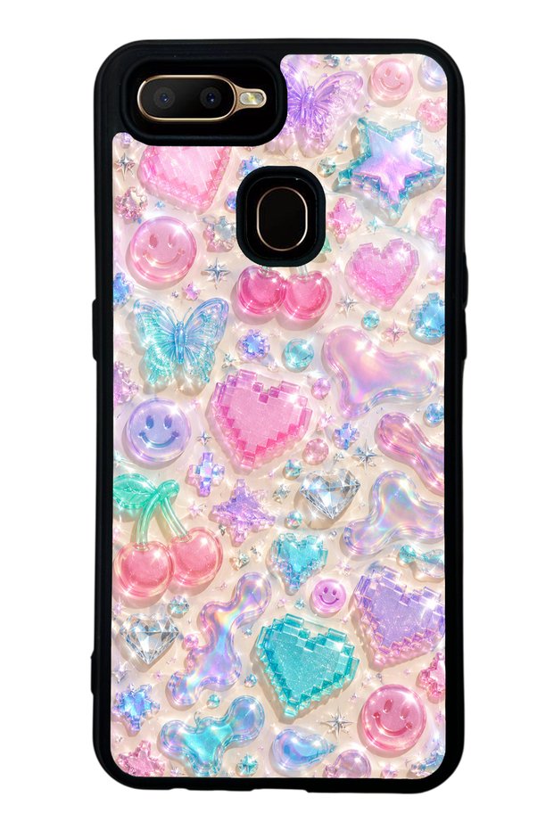 Oppo A5S Y2K Glossy Phone Case with Jelly Charms Design