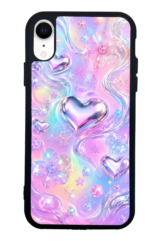 iPhone Xr Iridescent Love Design Glossy Phone Case