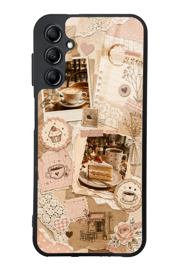 Samsung A14 Café Love Letters Design Glossy Phone Case