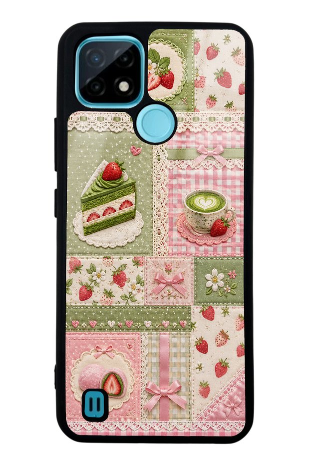 Realme C21 Glossy Phone Case with Matcha Berry Quilt Design