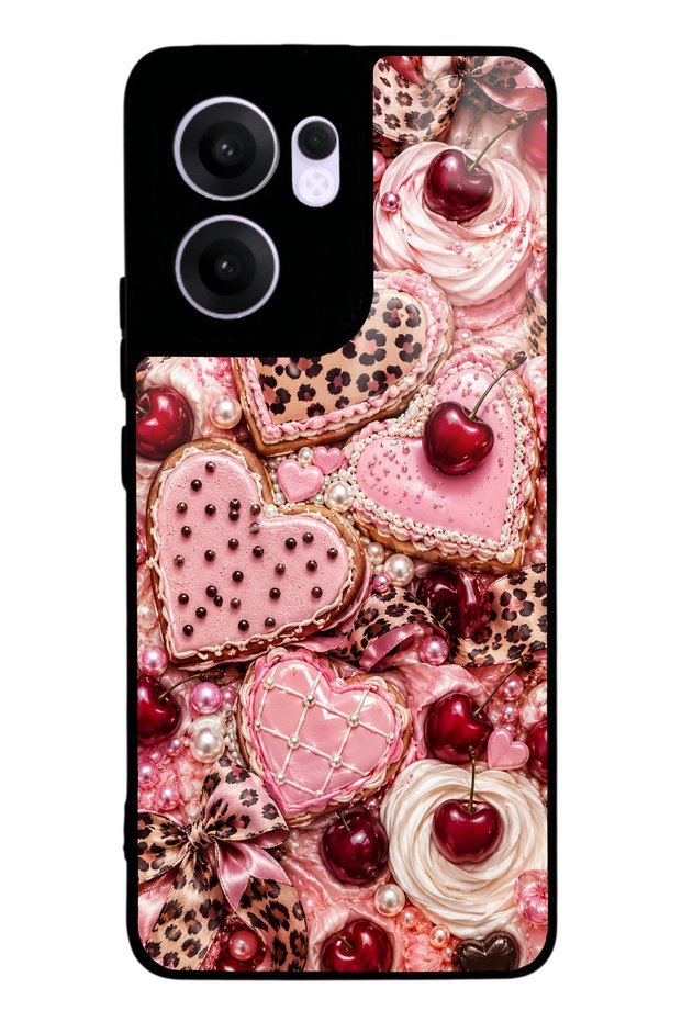 Oppo Reno 13F Cherry Leopard Sweetheart Design Glossy Phone Case
