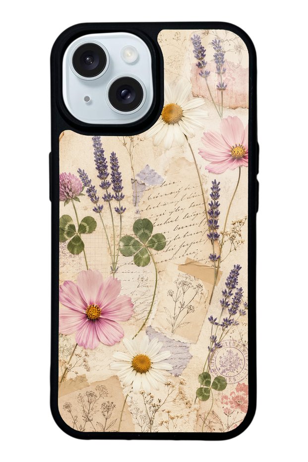 iPhone 15 Wildflower Letters Design Glossy Phone Case