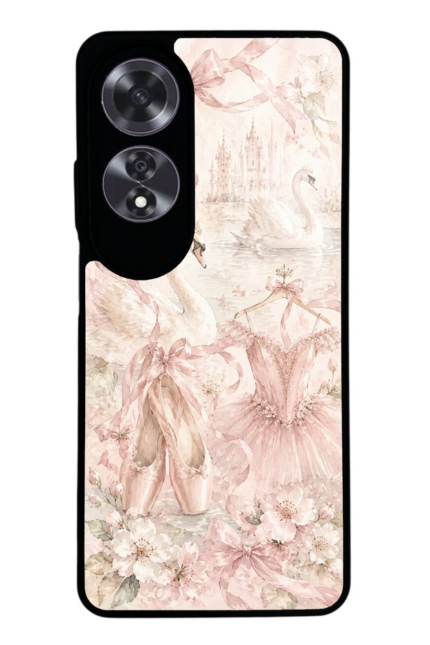 Oppo A60 Pink Swan Ballet Design Glossy Phone Case