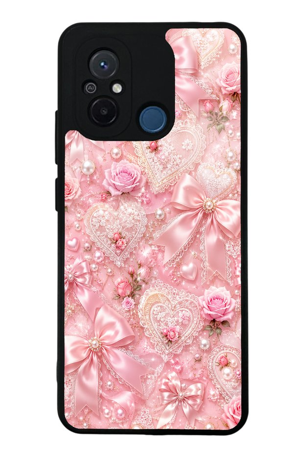 Xiaomi Redmi 12C Pink Lace Romance Design Glossy Phone Case