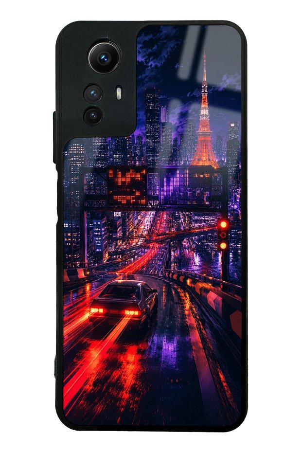 Xiaomi Redmi Note 12S Glossy Phone Case with Neon Tokyo Nights Design