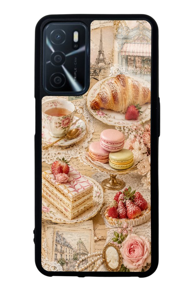 Oppo A16 Paris Tea & Pastry Design Glossy Phone Case