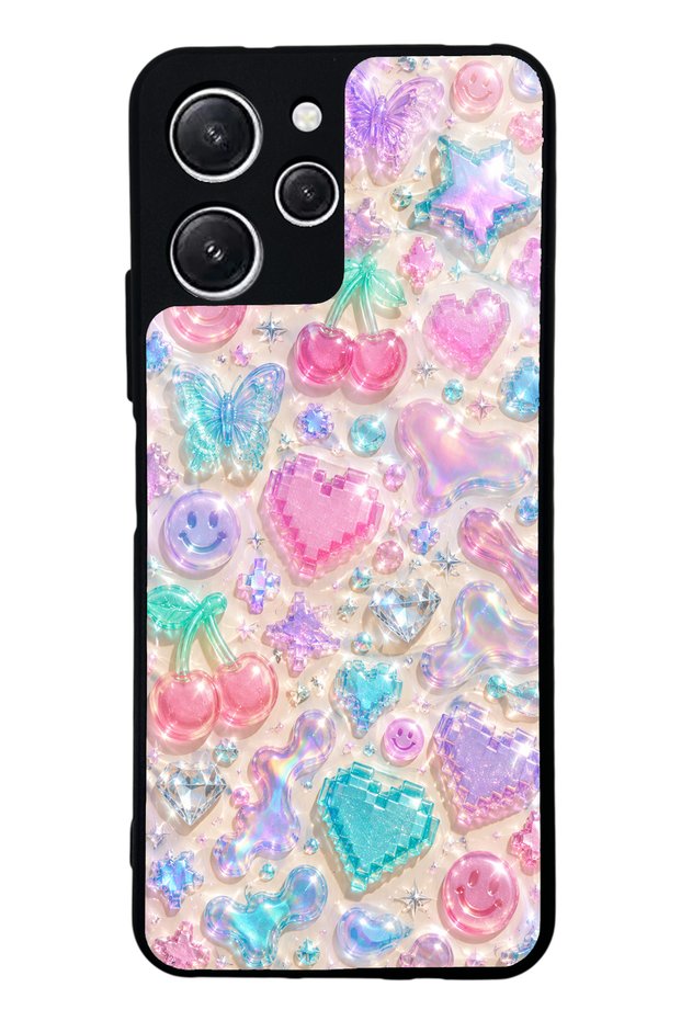 Xiaomi Redmi 12 Y2K Glossy Phone Case with Jelly Charms Design
