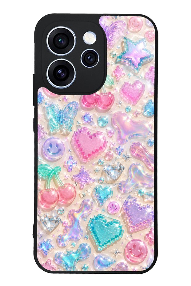 Oppo Reno 15 Pro Y2K Glossy Phone Case with Jelly Charms Design
