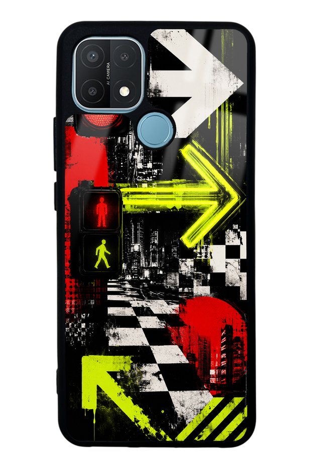 Oppo A15S Glossy Phone Case with Neon District Design