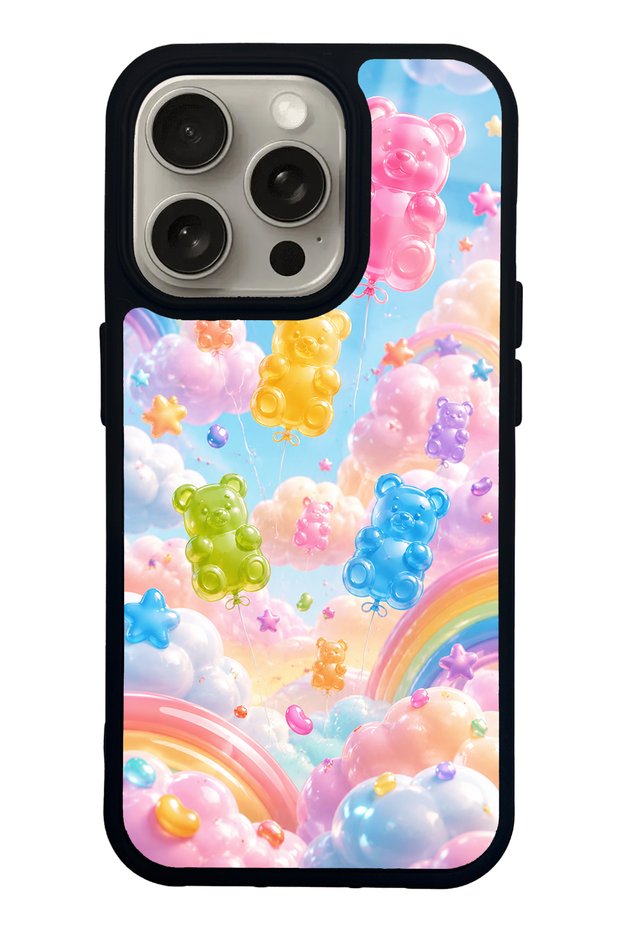 iPhone 15 Pro Jelly Bear Sky Design Glossy Phone Case