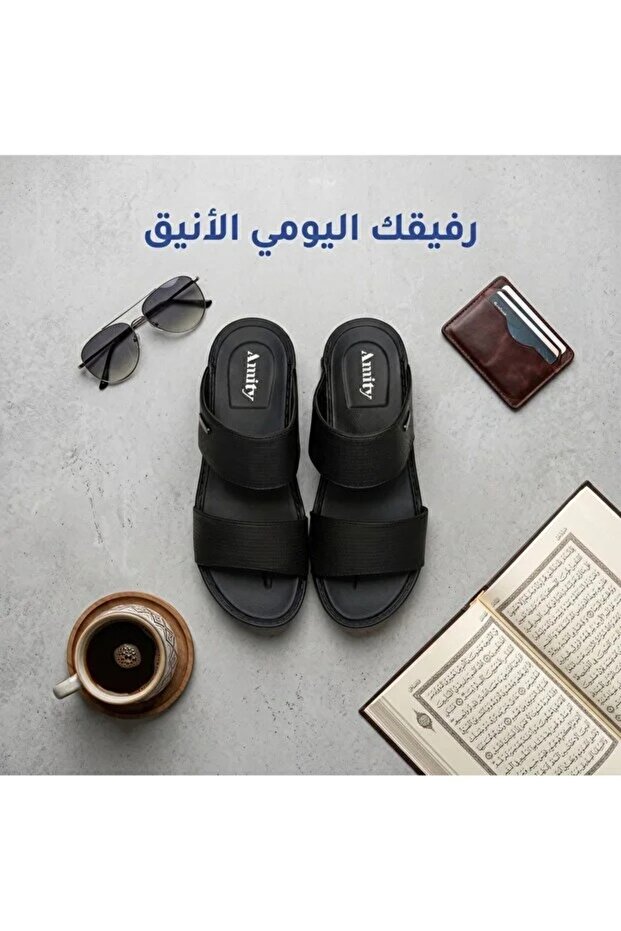 Unique Minimalist Men Arabic Leather Slides Designed by Renowned Italian Designer Double Strap Dot Texture 4CM Elevated Thick Sole Slippers