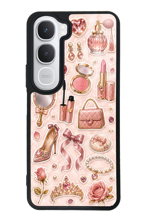 Vivo Y31 Glossy Phone Case with Rose Gold Glam Design