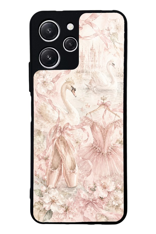 Xiaomi Redmi 12 Pink Swan Ballet Design Glossy Phone Case