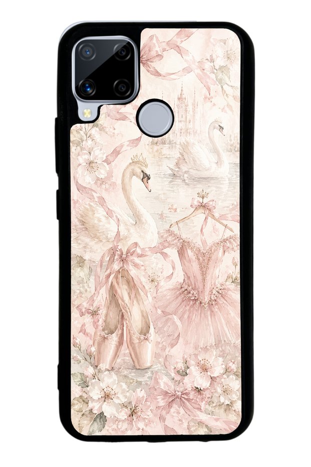 Realme C15 Pink Swan Ballet Design Glossy Phone Case