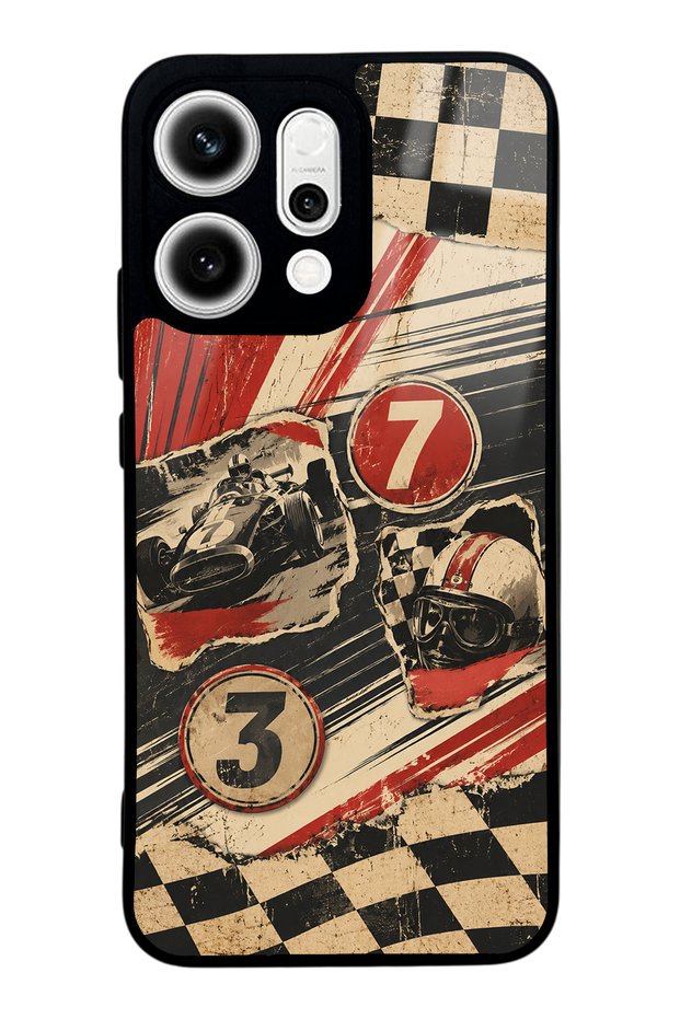 Oppo Reno 14 Retro Racing No. 7 Design Glossy Phone Cases
