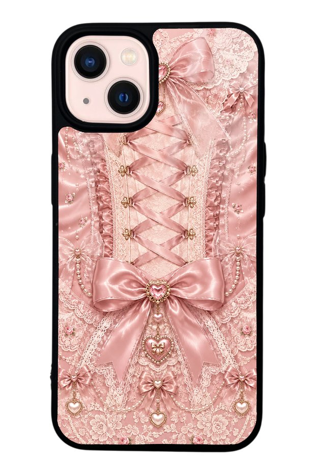 iPhone 13 Pink Corset Coquette Design Glossy Phone Case