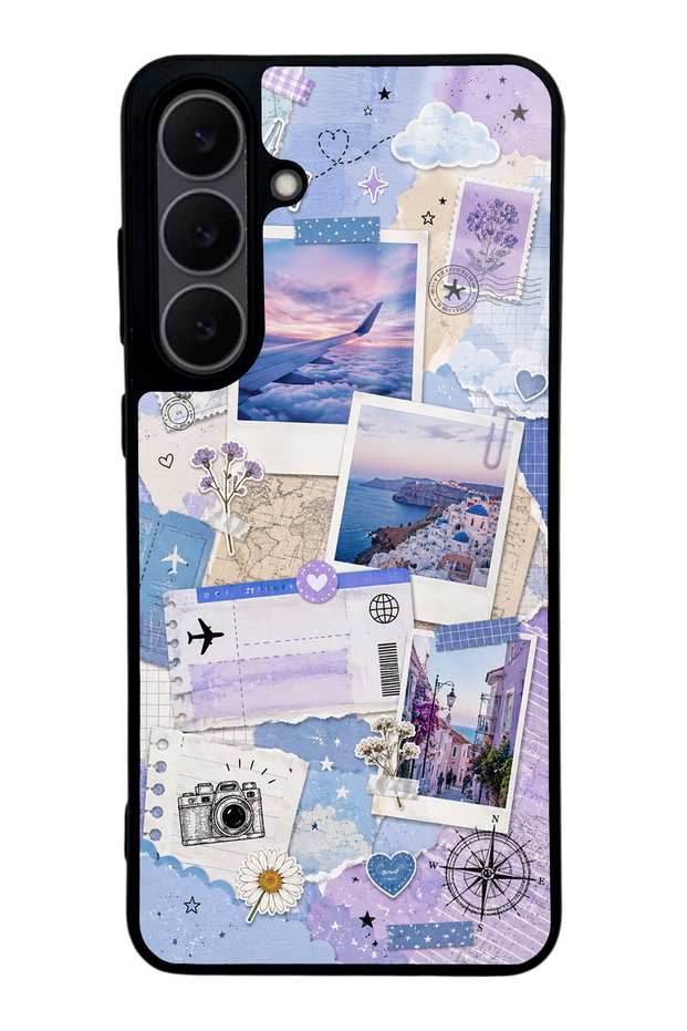 Samsung S25 Fe Pastel Travel Diary Design Glossy Phone Case