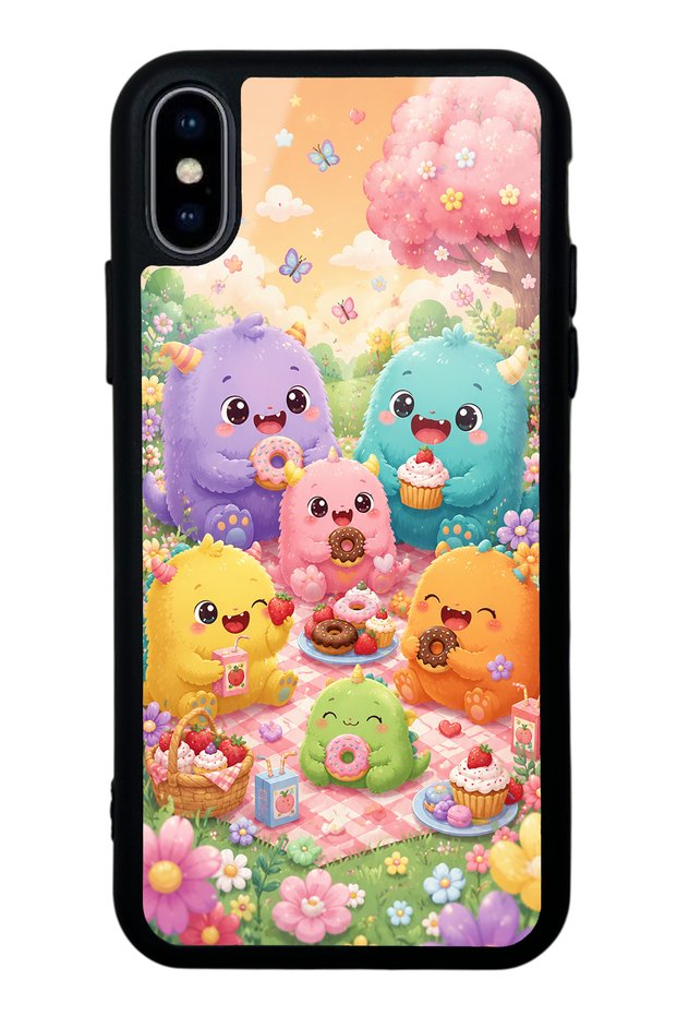 iPhone X Monster Picnic Party Design Glossy Phone Case