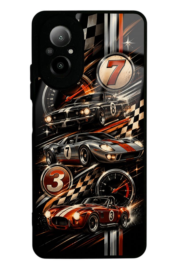 Realme 12 Lite Glossy Phone Case with Retro Speed Icons Design
