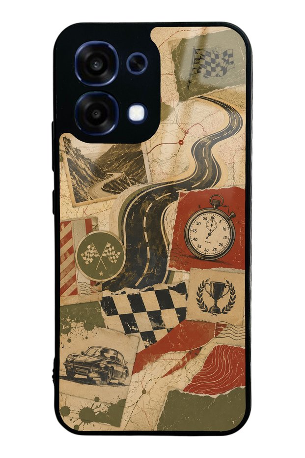 Oppo A6 Pro Glossy Phone Case with Retro Road Racing Design