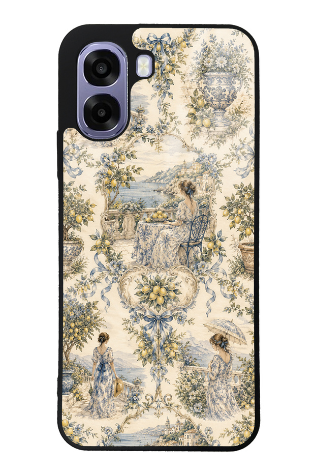 Oppo A6T Glossy Phone Case with Positano Toile Design