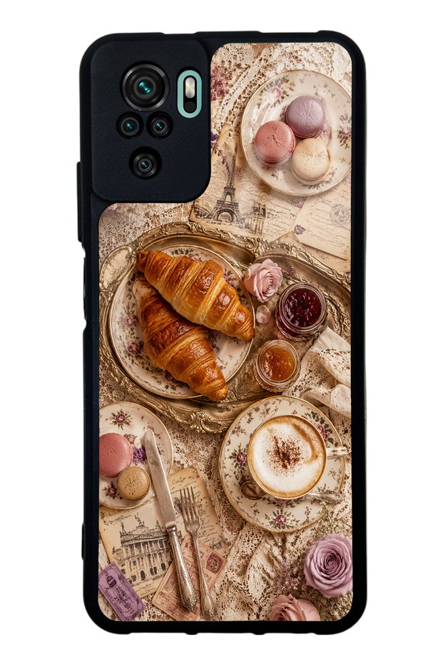Xiaomi Redmi Note 10 Glossy Phone Case with French Café Romance Design