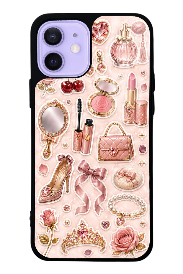 iPhone 12 Rose Gold Glam Design Glossy Phone Case