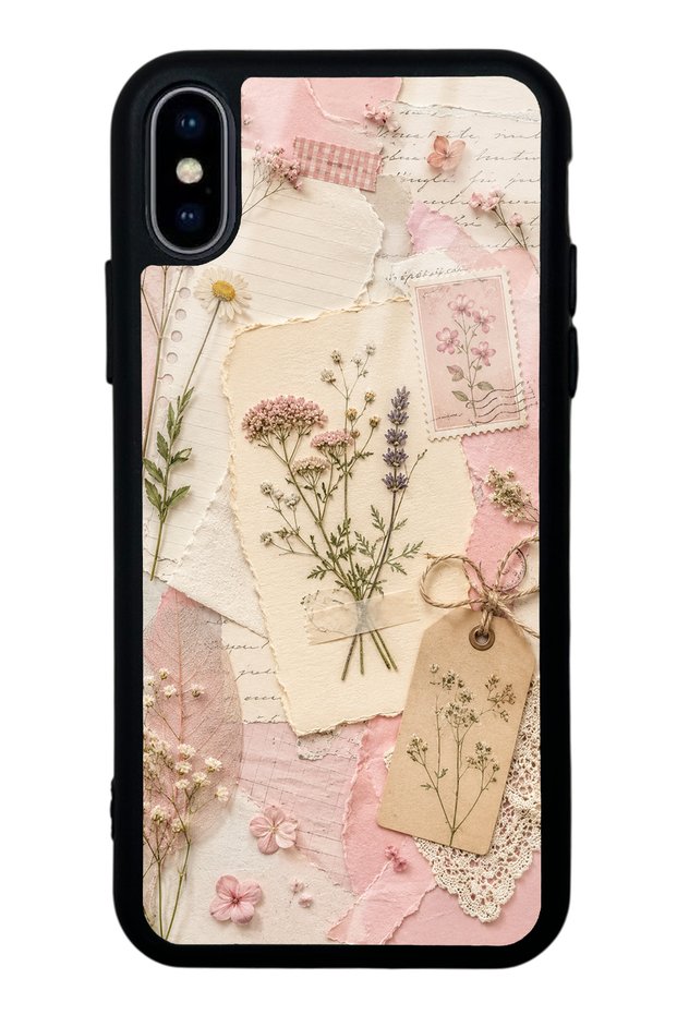 iPhone XS Max Blush Herbarium Design Glossy Phone Case