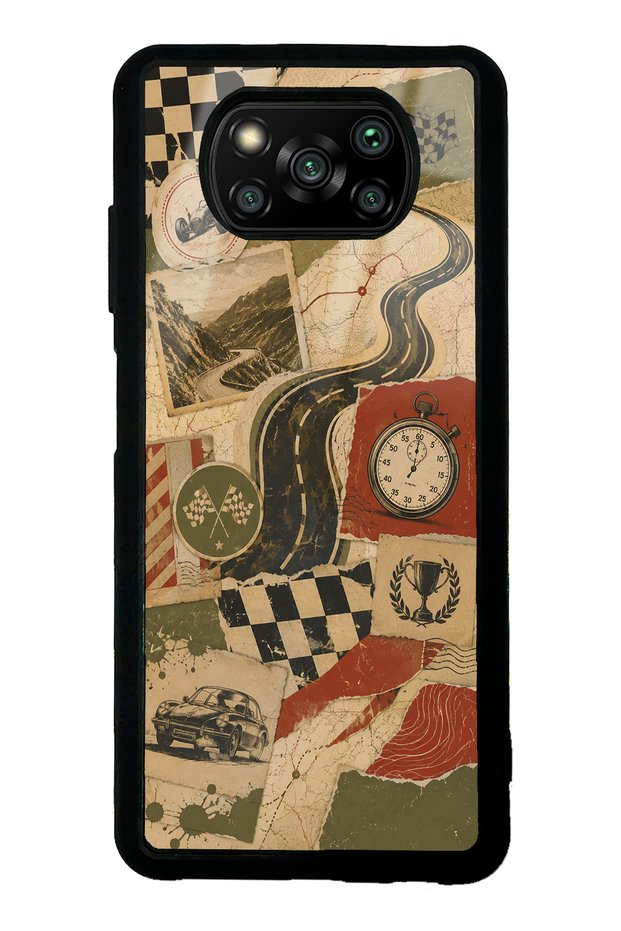 Xiaomi Poco X3 Glossy Phone Case with Retro Road Racing Design