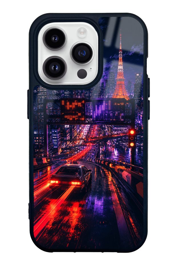 iPhone 14 Pro Neon Tokyo Nights Design Glossy Phone Case